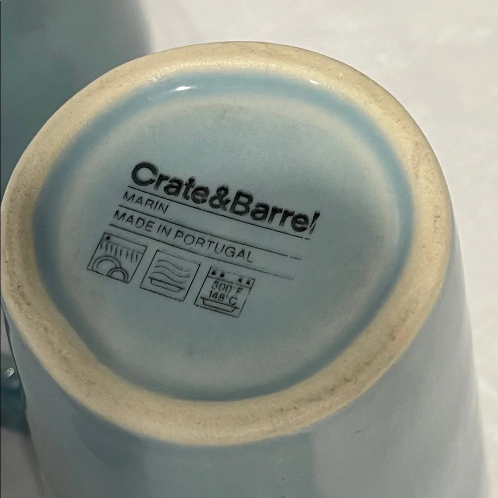 Crate & Barrel Marin Blue Coffee Mugs Made In Portugal Set Of 6
